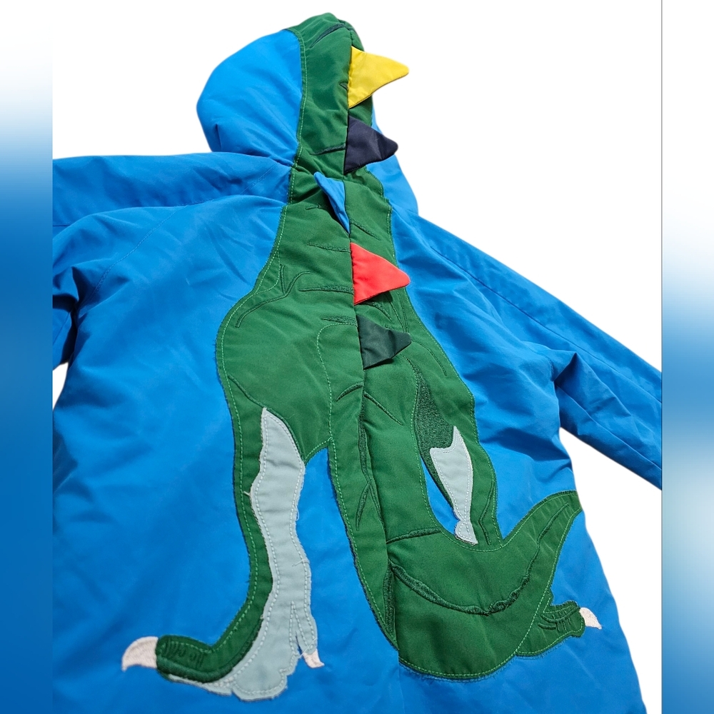 Mini Boden Sherpa Lined Blue Dino Coat Sz 5-6y - Picture 3 of 6